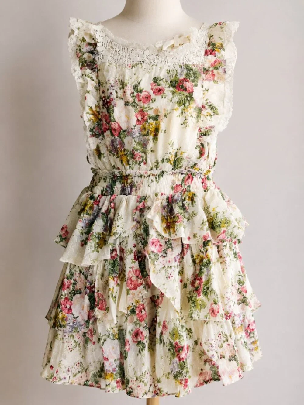 LoveShackFancy Girls Floral Ruffle Dress – Size 8–9